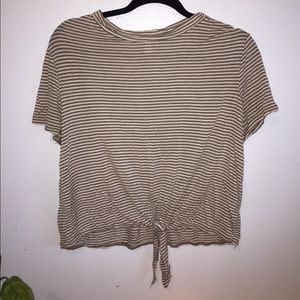 Striped shirt with tie in front